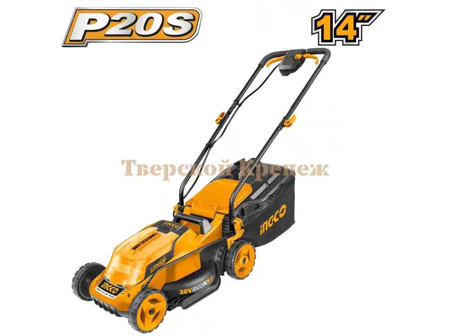 Газонокосилка аккумуляторная 14" Li-Ion 20 В INGCO LMLI2014-0