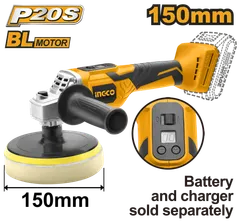Аккумуляторная полировальная машина INGCO APLI2001 INDUSTRIAL 20 В 150 мм