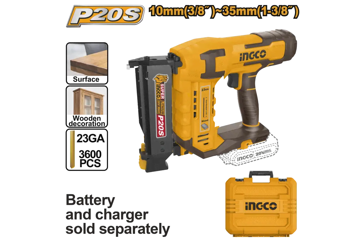 Аккумуляторный нейлер шпилькозабивной INGCO INDUSTRIAL 20 В 23GA CBNLI3603-0