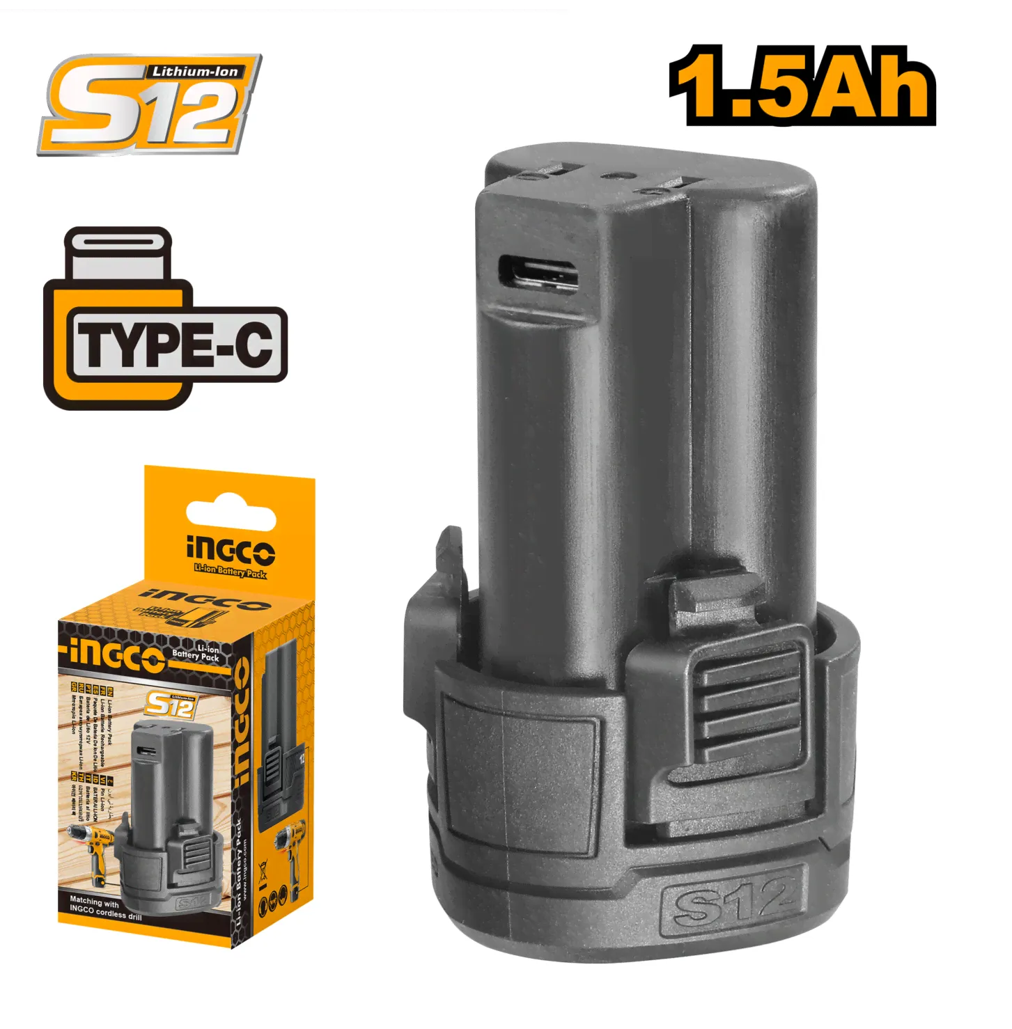 Батарея аккумуляторная INGCO Li-Ion 12 B Type-C FBLI12153-0