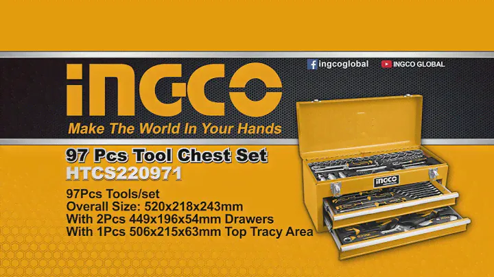 INGCO 97 Piece Tool Chest Set, HTCS220971