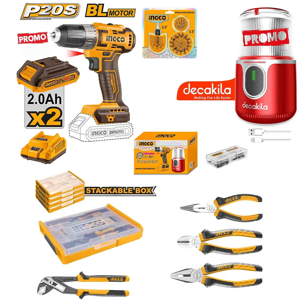 Набор аккумуляторный INGCO COSLI23064 INDUSTRIAL+ Набор инструмента 4 предмета INGCO HKTV01P041-0